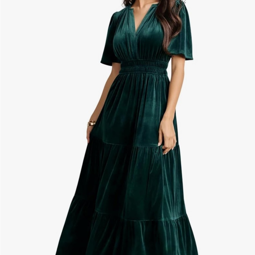 Dark green velvet dress